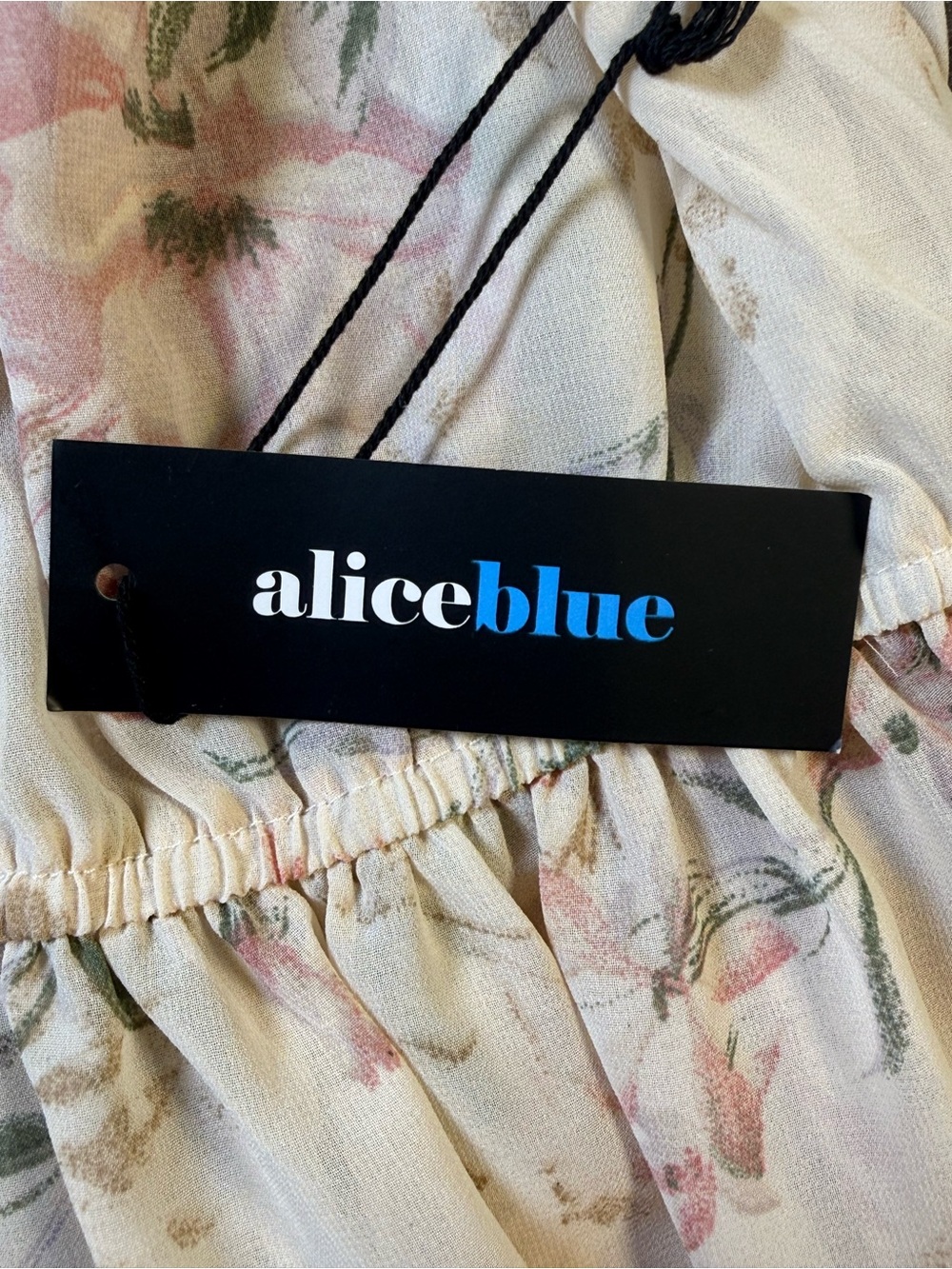 Alice Blue Floral Peplum Blouse M Ruffle Lace Long Sleeve Cottagecore Boho NWT - Picture 7 of 14